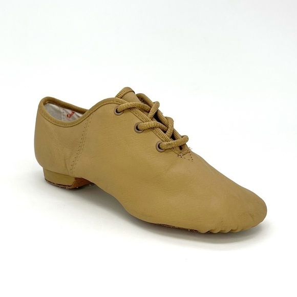 Sansha Tan Leather Carou-Split Jazz Shoes Lace-up Youth Size I = 2.5 New NWT - Picture 1 of 10
